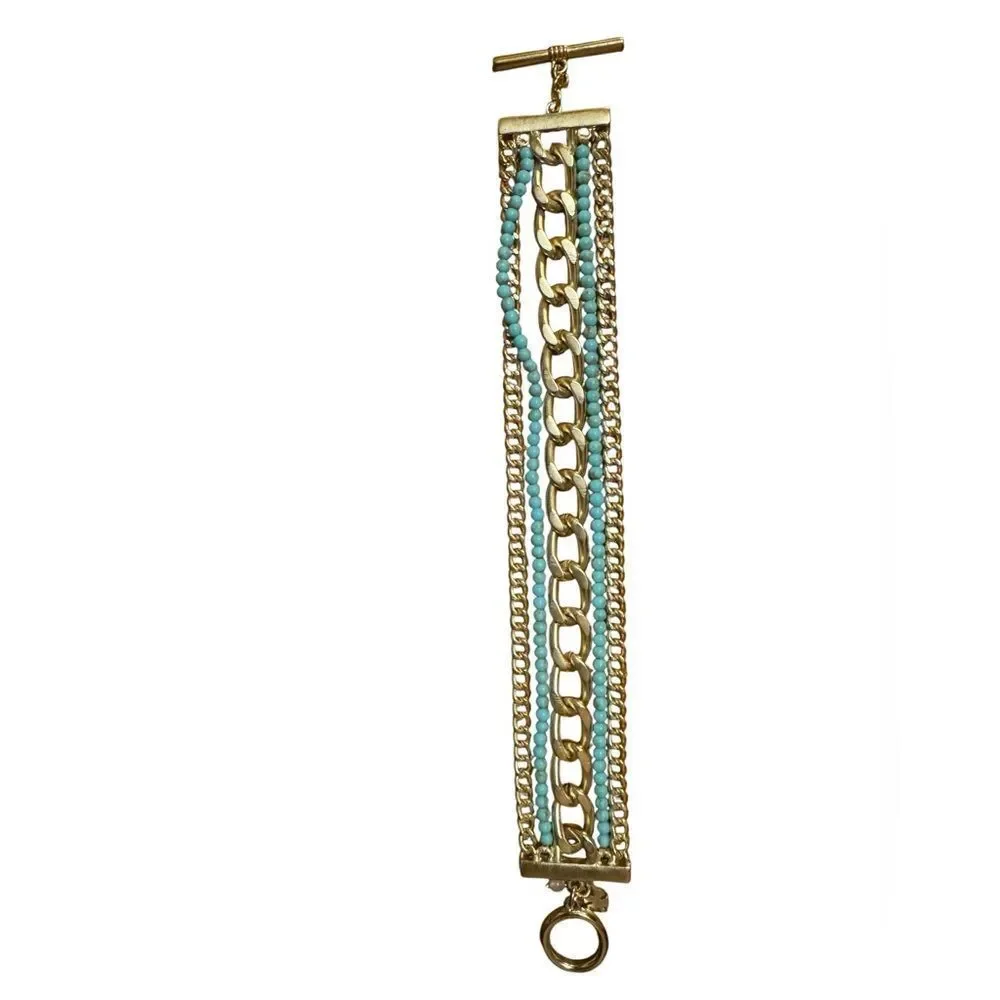 Gold and Turquoise Chain Bracelet